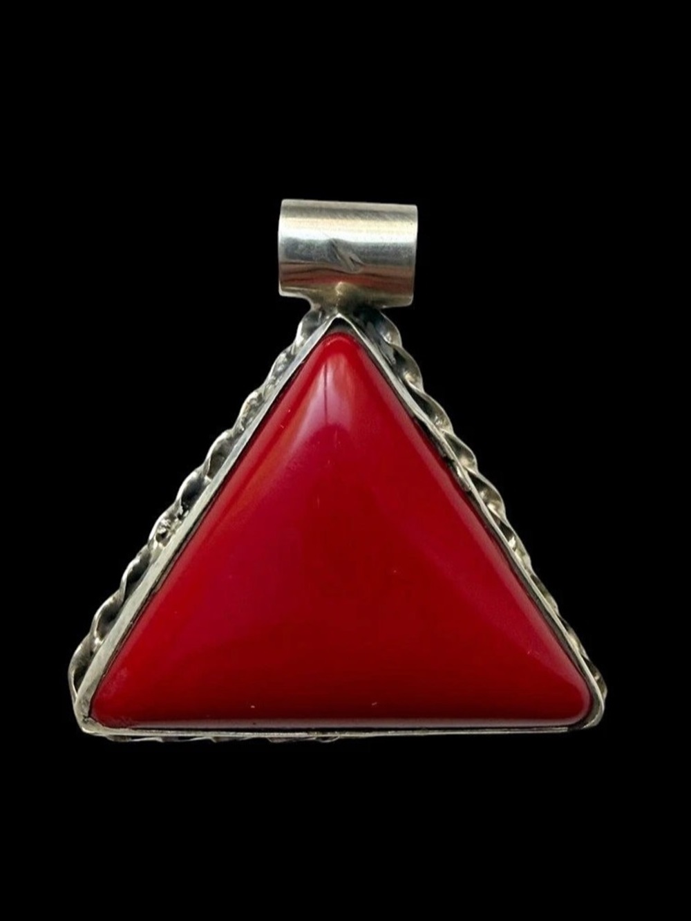 Handcrafted Artisan Red Coral Triangle Pendant 🔺 Vintage Boho Style